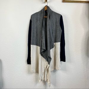 AQUA Cashmere Long Sleeve Open Color Block Cardigan